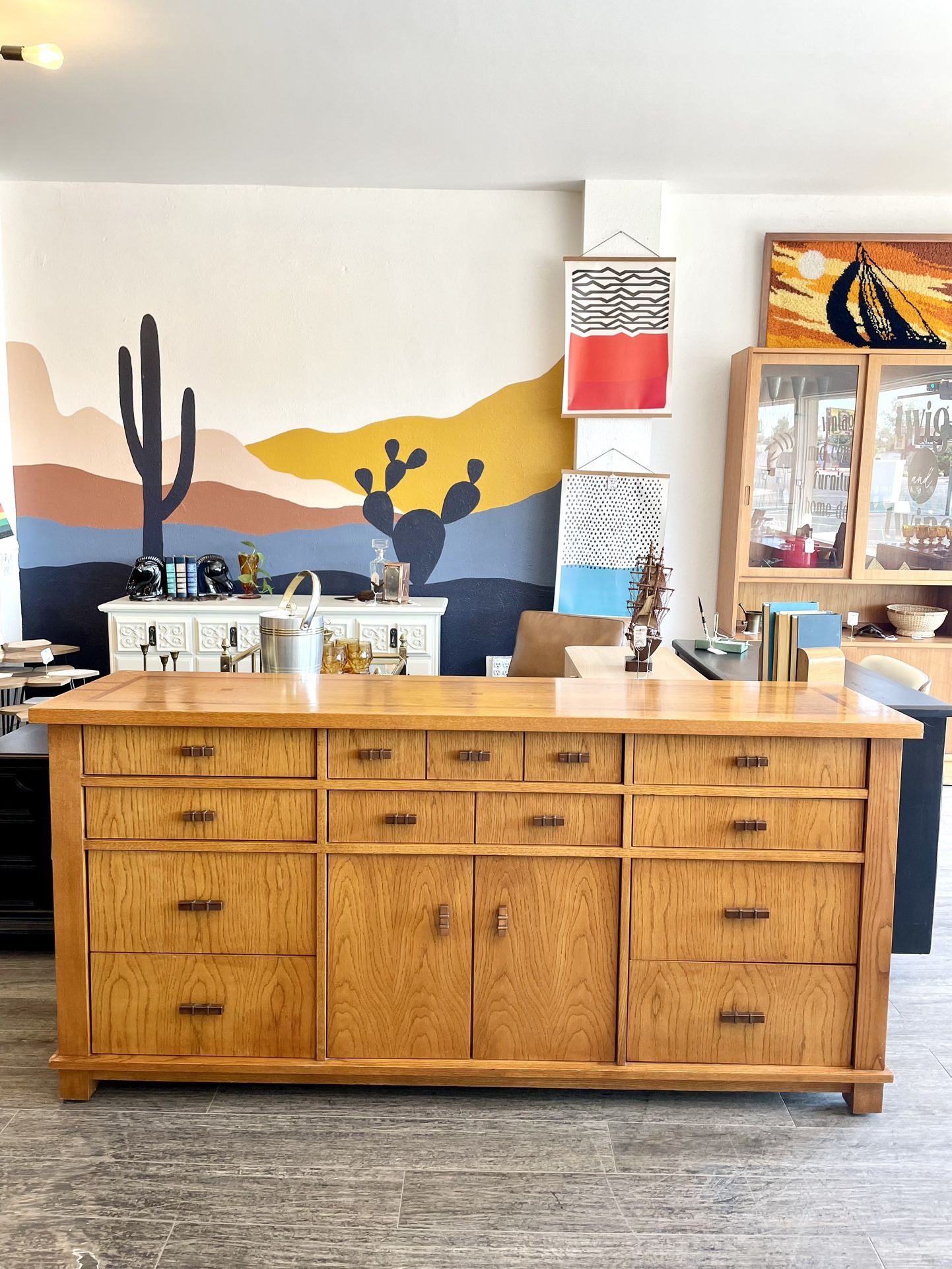 Beautiful Wood Dresser And Single Nightstand / Mission Style