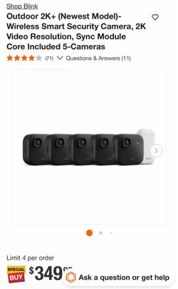 Shop Blink Outdoor 2K+ (Newest Model)-Wireless Smart Security Camera, 2K Video Resolution, Sync Module Core Included 5-Cameras