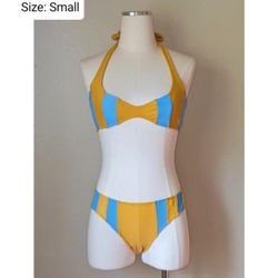 Yellow & Blue Two Piece Swimsuit !