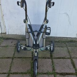 Elenker 3 Wheel Walker for Seniors, Foldable Rollator Walker with 10" Wheel, Height Adjustable, Champagne gold