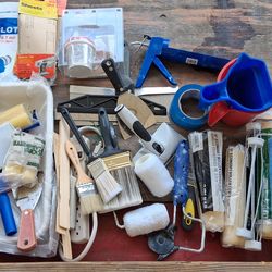 Painting supplies and long step stool