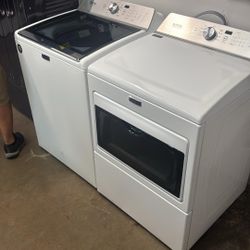 MAYTAG WASHER AND ELECTRIC DRYER WITH WARRANTY 