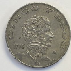 1973 Cinco Pesos De Mexico 🇲🇽 
