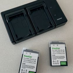Dual Charger + 2 Batteries for Nikon EN-EL25 (Kastar) – Like New
