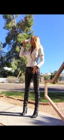 Love Token Zip Front Moto Style Jacket white  Faux Leather Size S