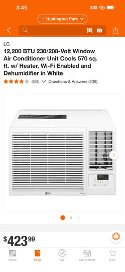 LG 12,200 BTU 230/208-Volt Window Air Conditioner Unit Cools 570 sq. ft. w/ Heater, Wi-Fi Enabled and Dehumidifier in White