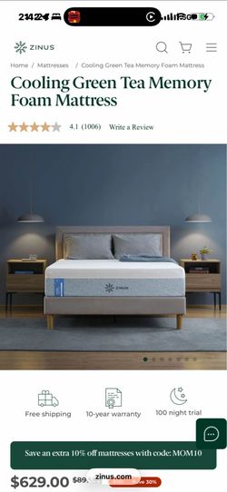 Zinus green tea memory foam cooling mattress