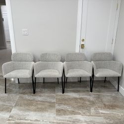 Crate & Barrel Azalea Black and White Boucle Dining Chair - 4 Available