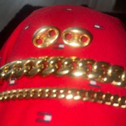 3 Gold Pieces . Chains Dipped . Earrings Solid