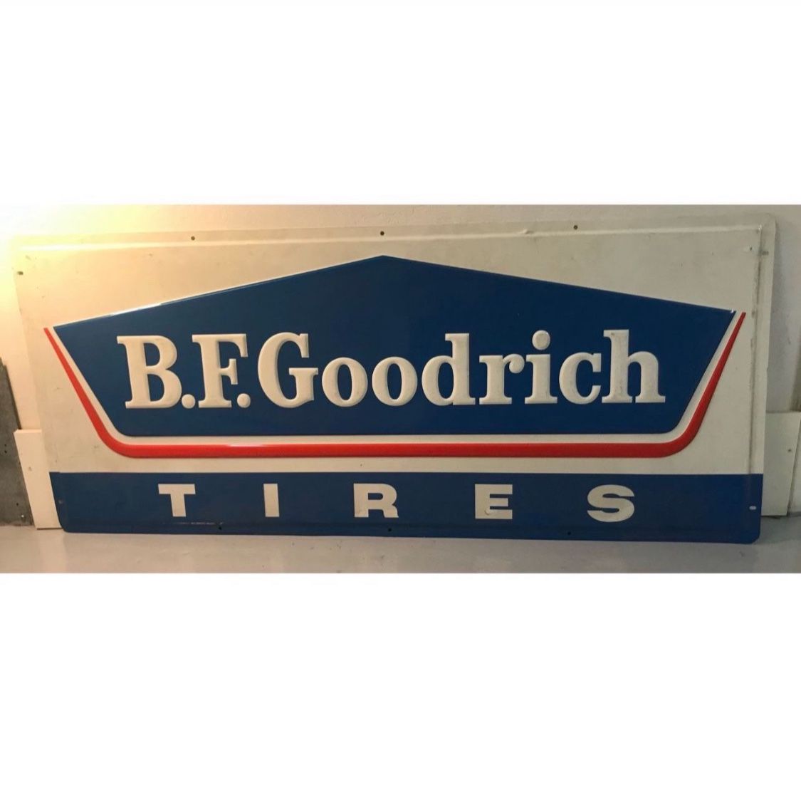 Vintage B.F. Goodrich Tires Sign 60" x 26" Metal Sign Original & 5' Large