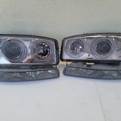 99-06 Gmc Sierra Yukon Projector Headlights Luces Calaveras Micas Faros Focos Faroles Headlamps 