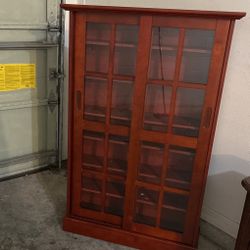Solid Wood Glass Display Cabinet – Cherry Finish