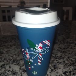 Starbucks Holiday 2021 Christmas Blue Candy Cane Color Changing Reusable Hot Cup
