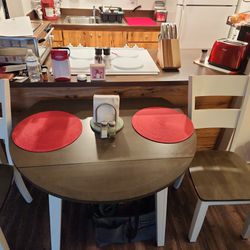 Double Drop Leaf Dining Table  W/ 2 Matching Chairs