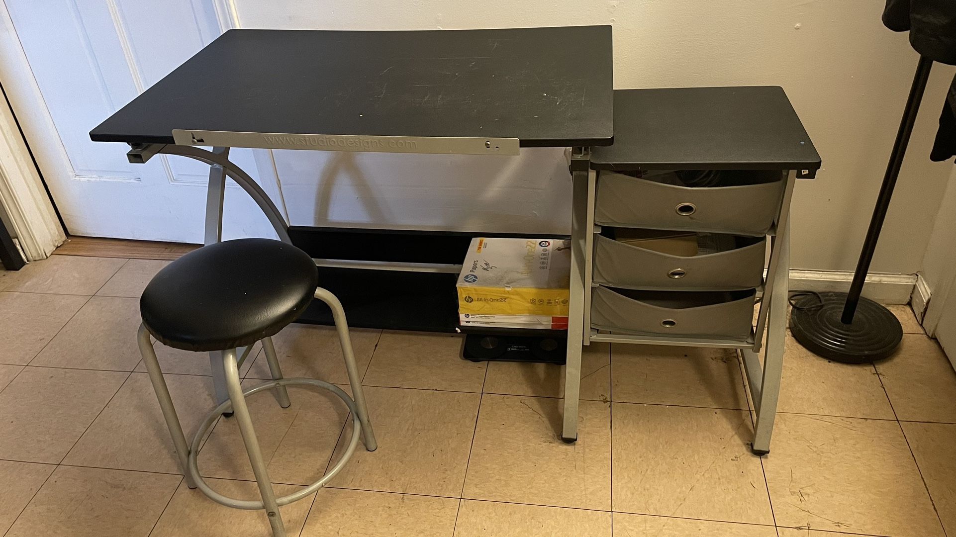 Adjustable Drawing/Art Desk With Stool