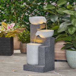 29” High ASHFORD 3 TIER FOUNTAIN, Weather Resistant Floor Fountain, Multi Gray, No assembly Required