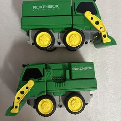 Rokenbok Vehicle Truck RC Front Loader Green Vintage 1997 Untested Lot (2) Used