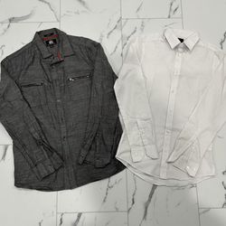 Men’s Long Sleeve Button-Up Dress & Casual Shirt Bundle (2-Pack)