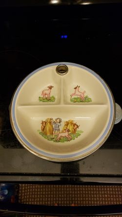 Vintage Porcelain and Chrome Baby Dish