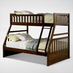 Wooden Twin-over-Full Bunk Bed – Solid Wood