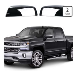 Top Half Mirror Cover Cap Replace for 2014-2018 Chevy Silverado/Sierra 1500 and 2015-2019 2500 HD 3500 HD, Chrome Direct Replacement, OEM Part Numbers
