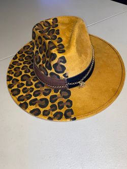 Womens Fedora leopard print handpainted made in Mexico large