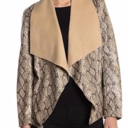 Tahari Jacket & Coast / Tahari Faux Reptile Leather Jacket Size:L