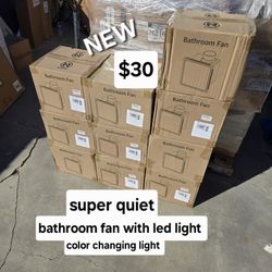 New In Box Super Quiet 110 Cfm Bathroom Fan With Color Selectable Light 