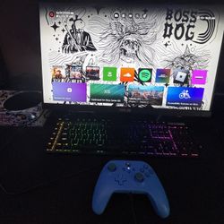 Xbox Series S Full Setup With Blue Controller and Headphones 