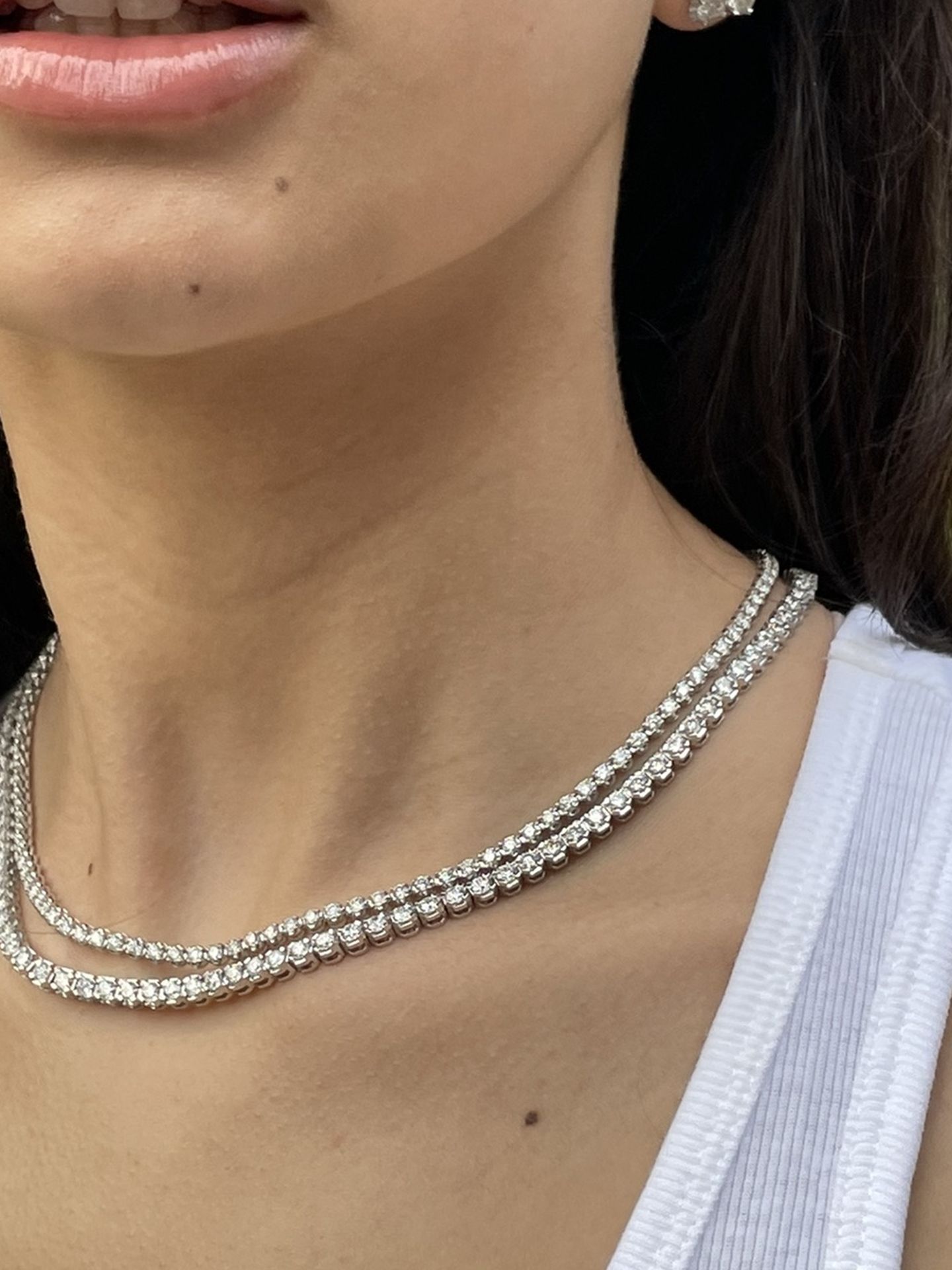 Round Diamond Tennis Necklace 💯 Natural Diamonds Set In 14k
