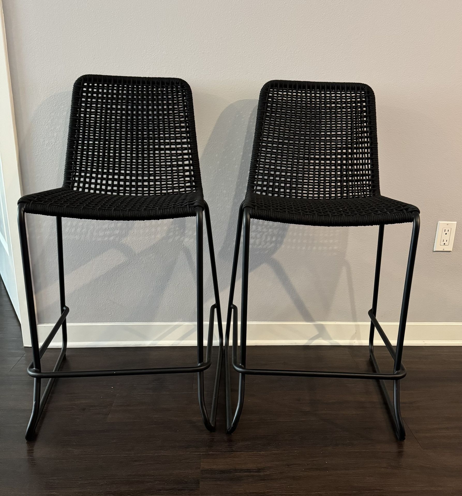 2 - Black Rope and Steel Barstools