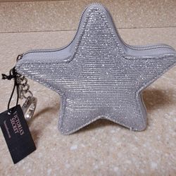 Victoria Secret Silver Star Pouch Keychain