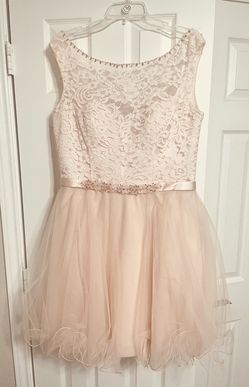 Mori Lee Lace Bodice Curly Hem Dress