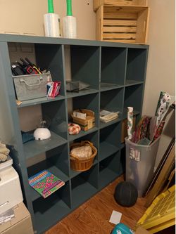 4x4 IKEA Kallax Cube Storage in High Gloss Blue Grey