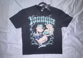 YOUNGLA 4011 Popeye Flex Tee Shirt Mens Large Black Thunder Pump Bicep Tank NWT