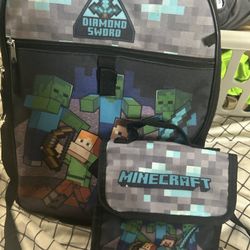 Mine Craft Backpack With Lunch Bag 