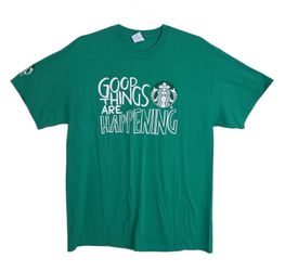 STARBUCKS Good Things Are Happening T-Shirt LARGE