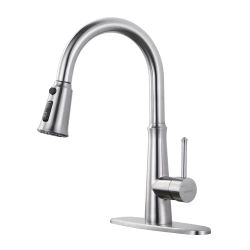 Single-Handle Pull-Down Sprayer Kitchen Faucet Stainless Steel in Brushed Nickel