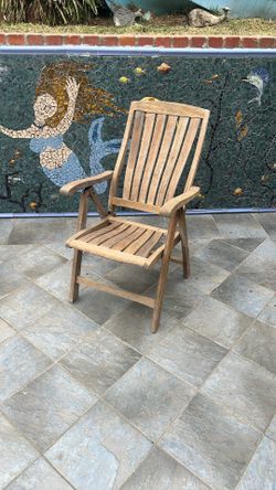 Heavy Teak Wood Reclining / Folding Chair