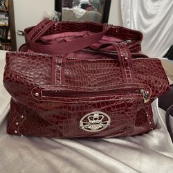 Kathy Van Zeeland Croco PVC Designer Handbag - 16 Inch Dowel Bag Carry On Luggage - Lightweight Durable Travel Overnight Work Purse for Women (Burgend