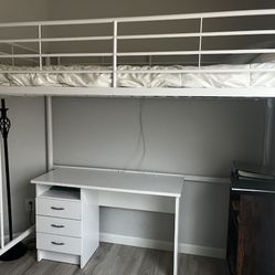 White Twin Loft Bed 
