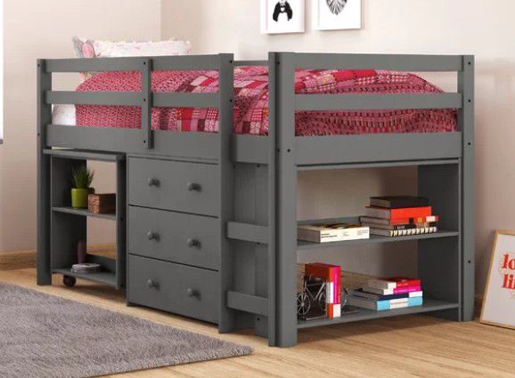 Twin size bed with desk and dresser