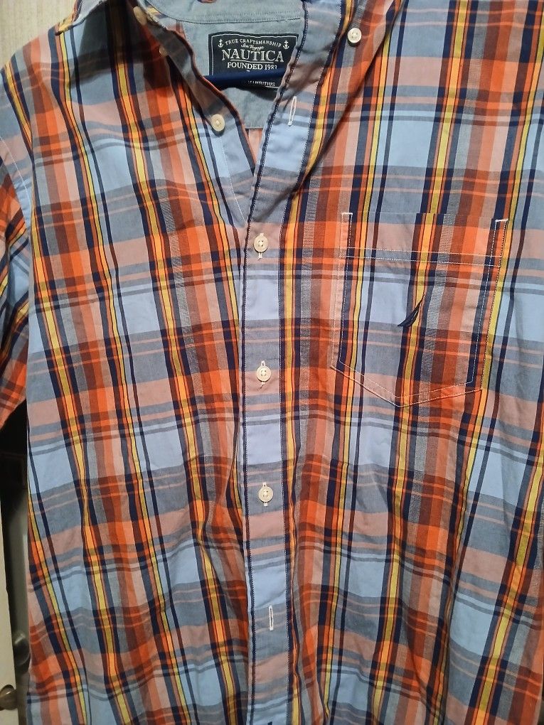 Boy's Nautica, Button Down, Short Sleeve Shirt