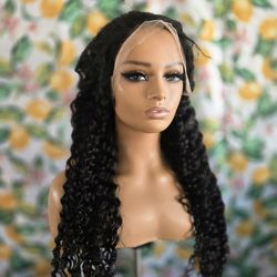 32" deep  wave human hair wig   13x6 lace front  black