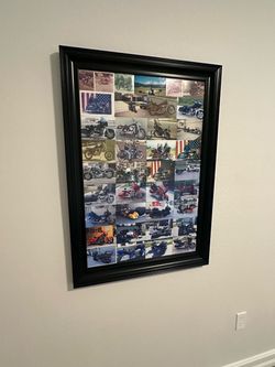 Black frame with glass.