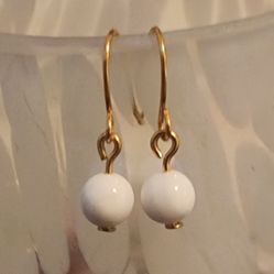 White Shell And Gold Earrings