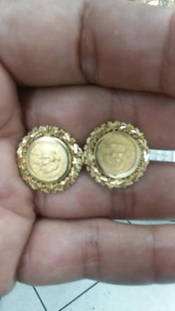 14k Gold earing 22k coin 8.9 grams