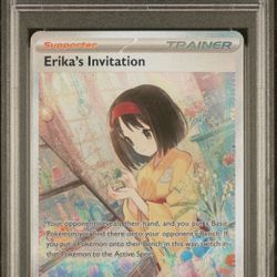 2023 POKEMON MEW EN ERIKA'S INVITATION SPECIAL ILLUSTRATION RARE PSA 10