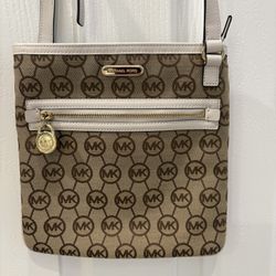 Michael Kors Brown Canvas with White adjustable Straps