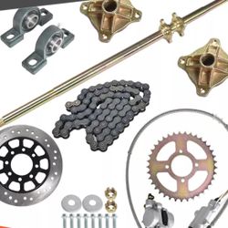Go Kart Rear Axle Kit 44-inch Axle with Pillow Block Sprockets Brake Discs Hubs Chains Brake Master Cylinder Calipers ATV Quad